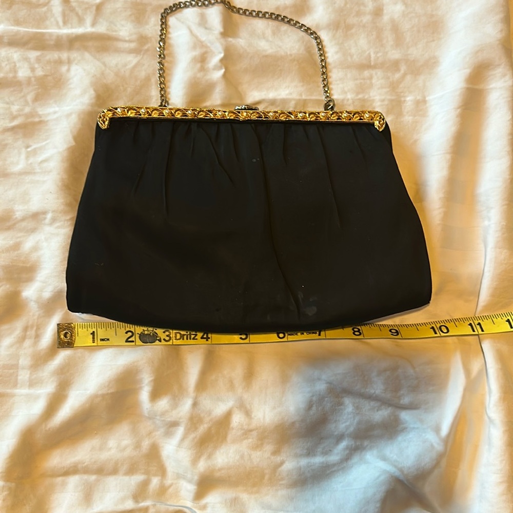 Vintage Garay Black Clutch with Coin-purse Attached Great Condition